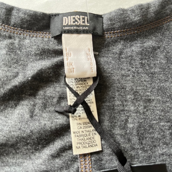Diesel Lingerie Underwear Loung Pajama Cotton blend Gray Logo Lace Trim Tank Top - Picture 13 of 14